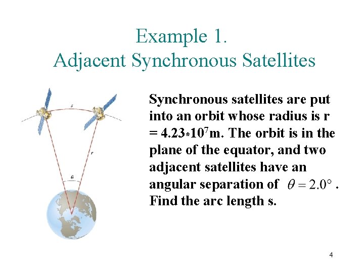 Example 1. Adjacent Synchronous Satellites Synchronous satellites are put into an orbit whose radius
