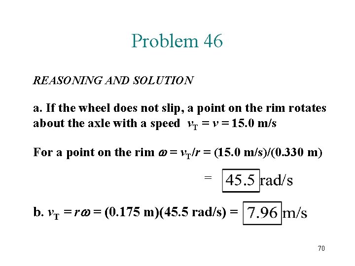 Problem 46 REASONING AND SOLUTION a. If the wheel does not slip, a point