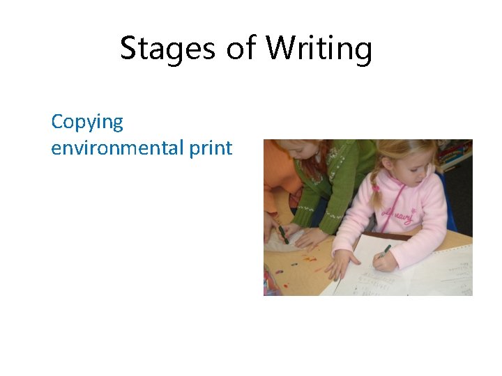 Stages of Writing Copying environmental print 