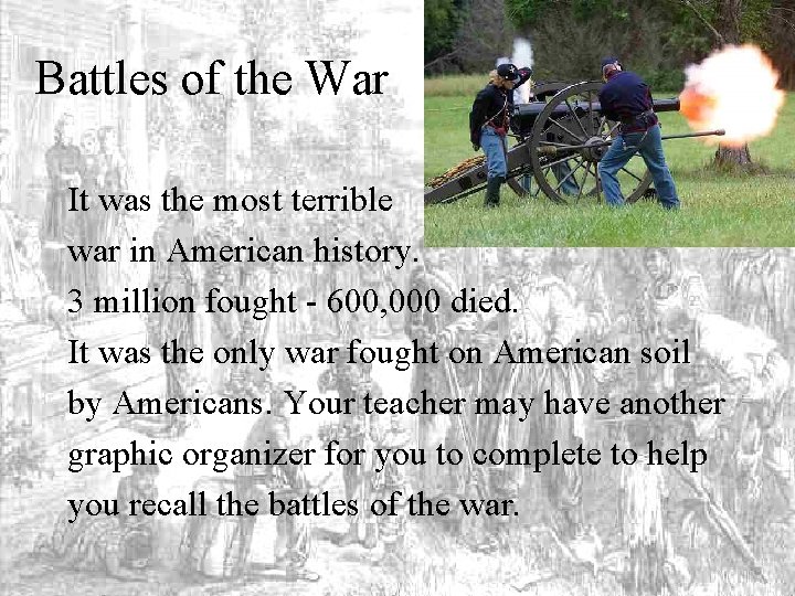 Battles of the War It was the most terrible war in American history. 3