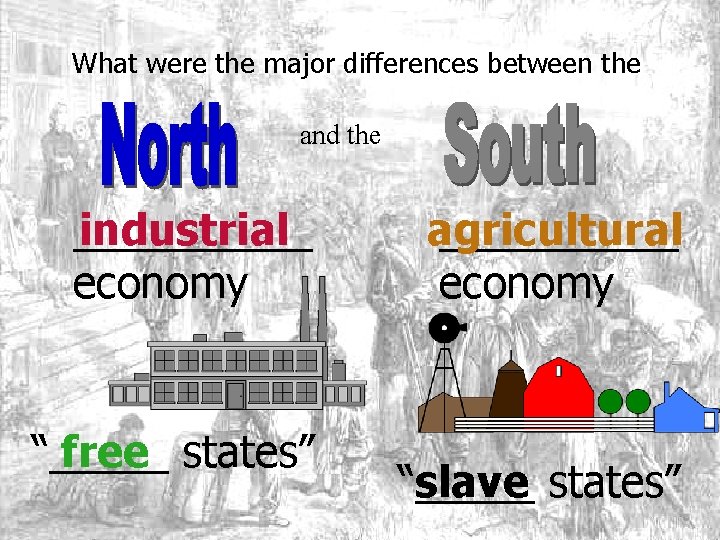 What were the major differences between the and the _____ industrial economy “_____ free