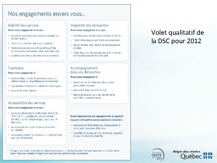 Volet qualitatif de la DSC pour 2012 