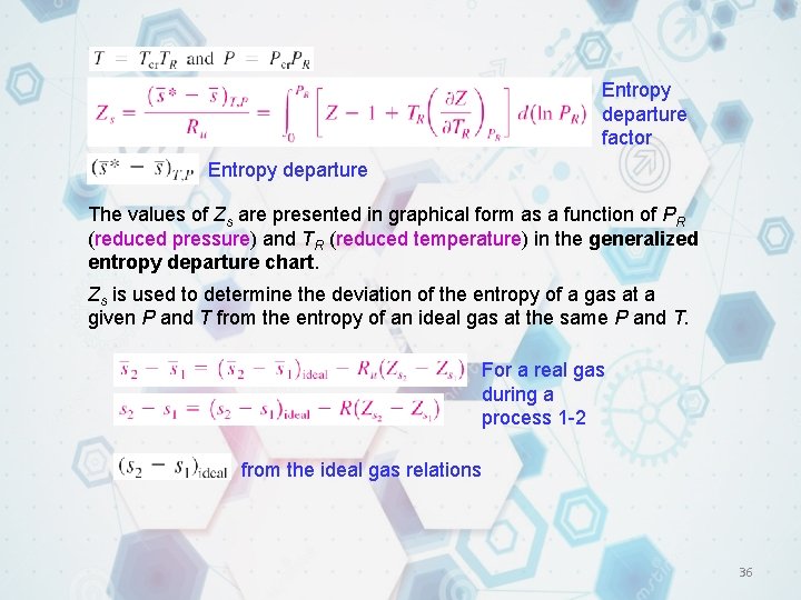 Entropy departure factor Entropy departure The values of Zs are presented in graphical form Entropy departure factor Entropy departure The values of Zs are presented in graphical form