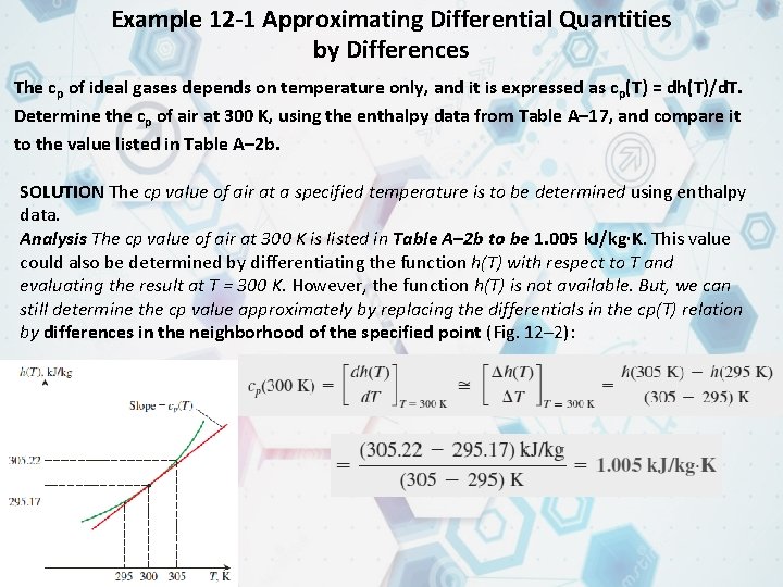 Example 12 -1 Approximating Differential Quantities by Differences The cp of ideal gases depends Example 12 -1 Approximating Differential Quantities by Differences The cp of ideal gases depends