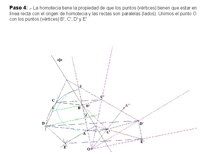 Paso 4: . - La homotecia tiene la propiedad de que los puntos (vértices)