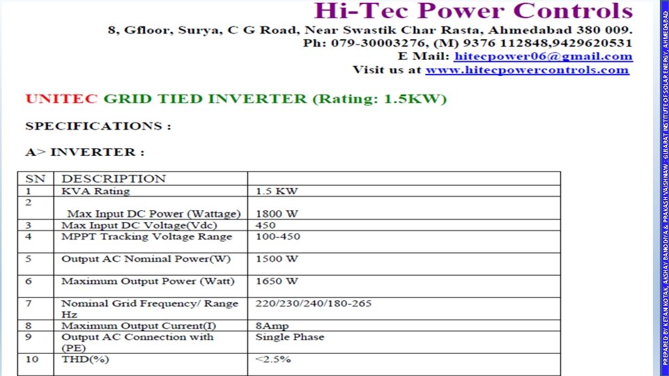PREPARED BY KETAN KOTAK, AKSHAY BANODIYA & PRAKASH VAISHNAW : GUJARAT INSTITUTE OF SOLAR