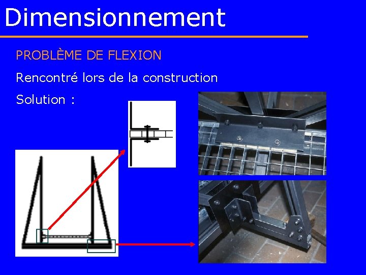 Dimensionnement PROBLÈME DE FLEXION Rencontré lors de la construction Solution : 