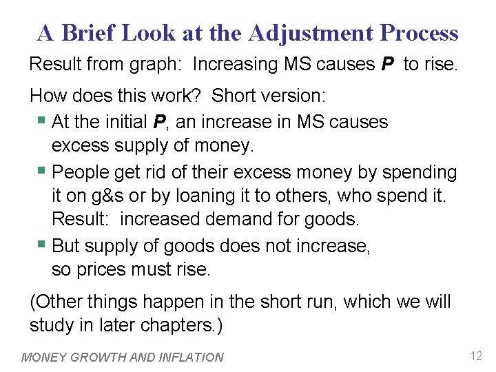 A Brief Look at the Adjustment Process Result from graph: Increasing MS causes P