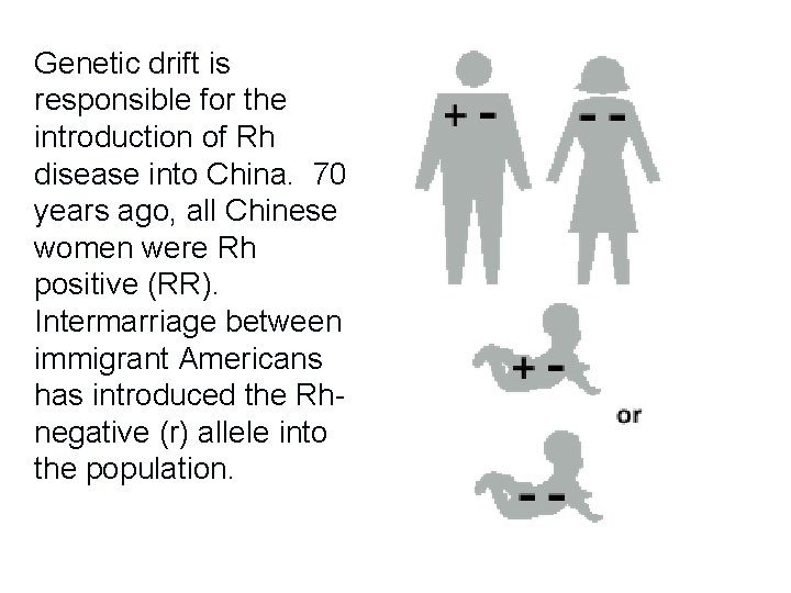 Genetic drift is responsible for the introduction of Rh disease into China. 70 years