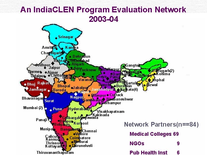 An India. CLEN Program Evaluation Network 2003 -04 • Srinagar Amritsar Kangra • •