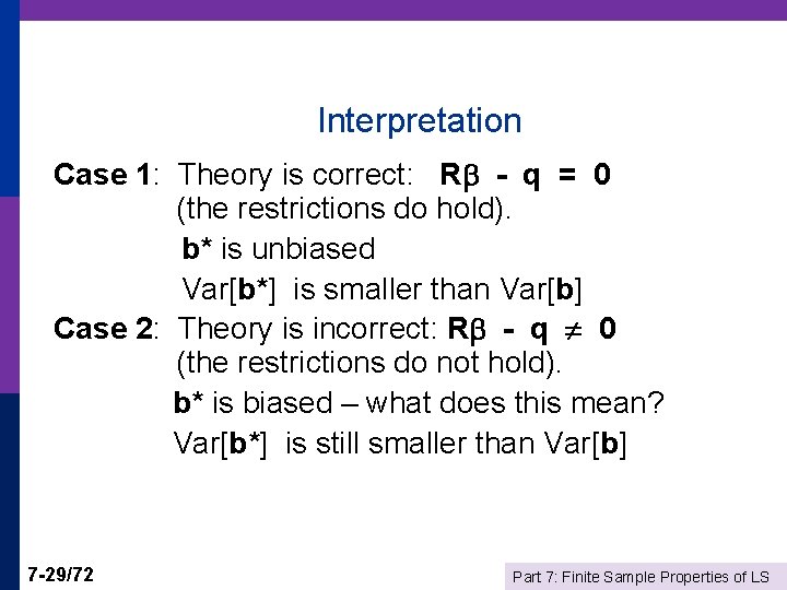 Interpretation Case 1: Theory is correct: R - q = 0 (the restrictions do