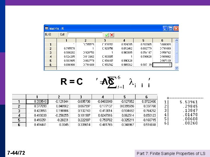 7 -44/72 Part 7: Finite Sample Properties of LS 