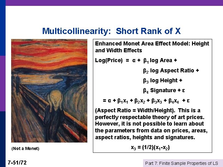 Multicollinearity: Short Rank of X Enhanced Monet Area Effect Model: Height and Width Effects