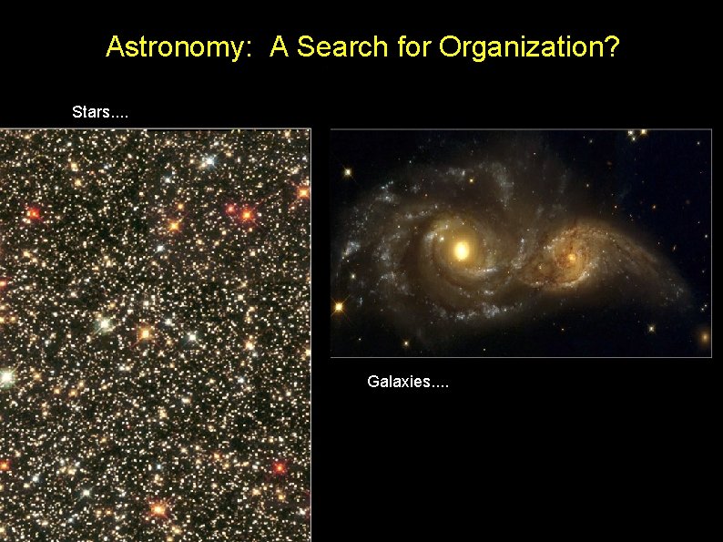 Astronomy: A Search for Organization? Stars. . Galaxies. . 