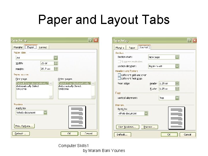 Paper and Layout Tabs Computer Skills 1 by Maram Bani Younes 