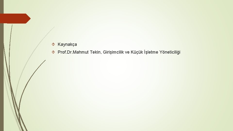  Kaynakça Prof. Dr. Mahmut Tekin, Girişimcilik ve Küçük İşletme Yöneticiliği 