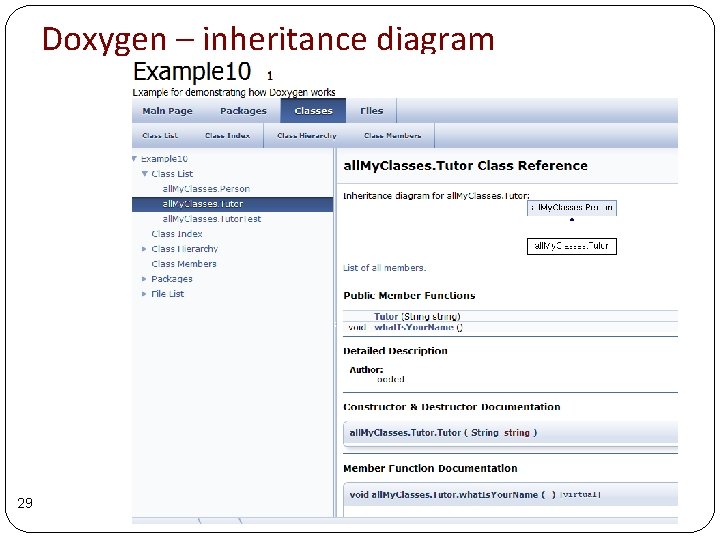 Doxygen – inheritance diagram 29 Doxygen – inheritance diagram 29
