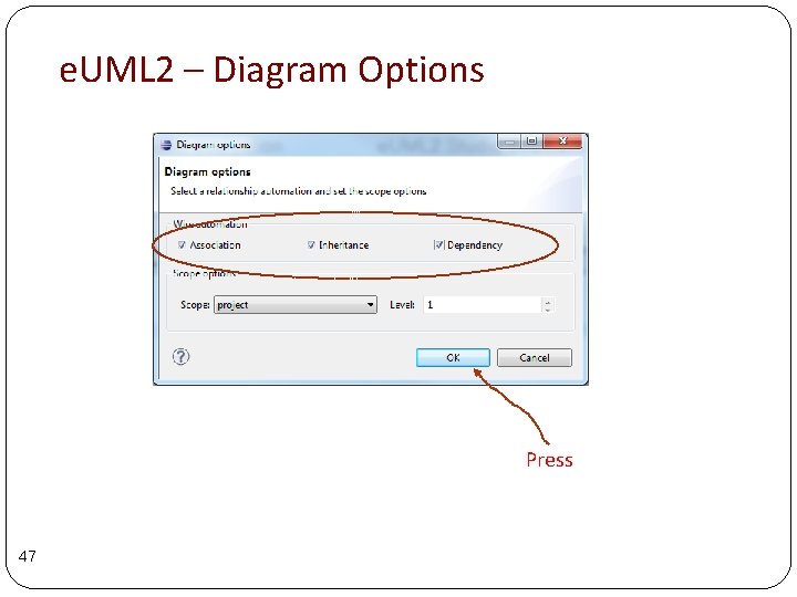 e. UML 2 – Diagram Options Press 47 e. UML 2 – Diagram Options Press 47