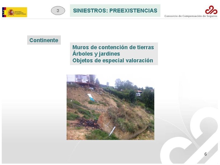 3 SINIESTROS: PREEXISTENCIAS Continente Muros de contención de tierras Árboles y jardines Objetos de