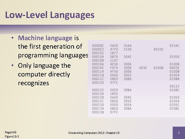 Low-Level Languages • Machine language is the first generation of programming languages • Only Low-Level Languages • Machine language is the first generation of programming languages • Only
