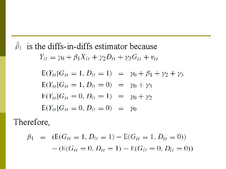 is the diffs-in-diffs estimator because Therefore, 