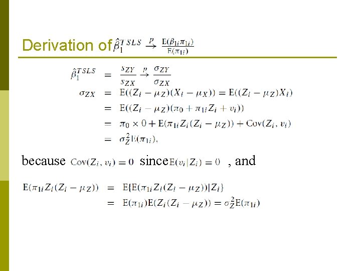 Derivation of because since , and 