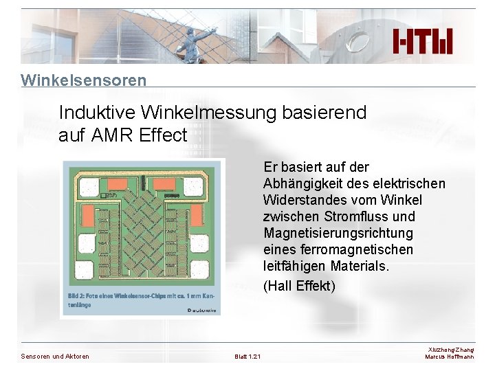 Winkelsensoren Induktive Winkelmessung basierend auf AMR Effect Er basiert auf der Abhängigkeit des elektrischen