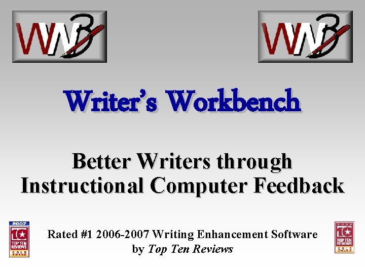 Writer’s Workbench Better Writers through Instructional Computer Feedback Rated #1 2006 -2007 Writing Enhancement