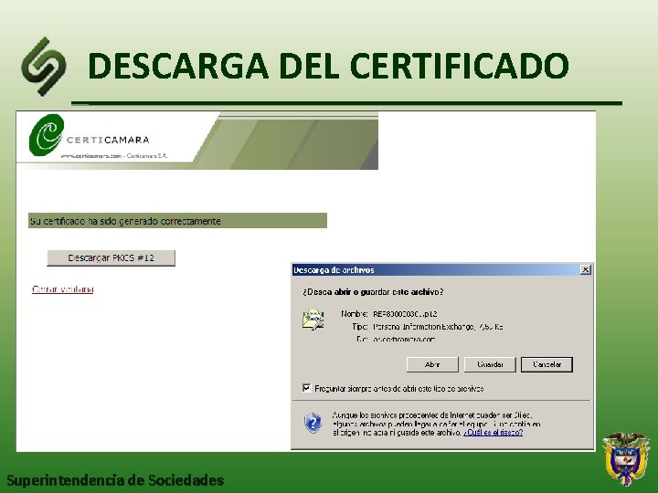 DESCARGA DEL CERTIFICADO Superintendencia de Sociedades 