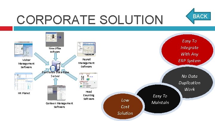 CORPORATE SOLUTION Easy To Integrate With Any ERP System Time Office Software No Data
