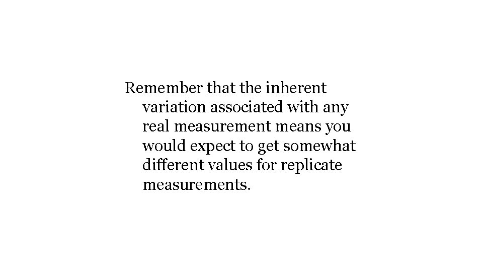 Remember that the inherent variation associated with any real measurement means you would expect