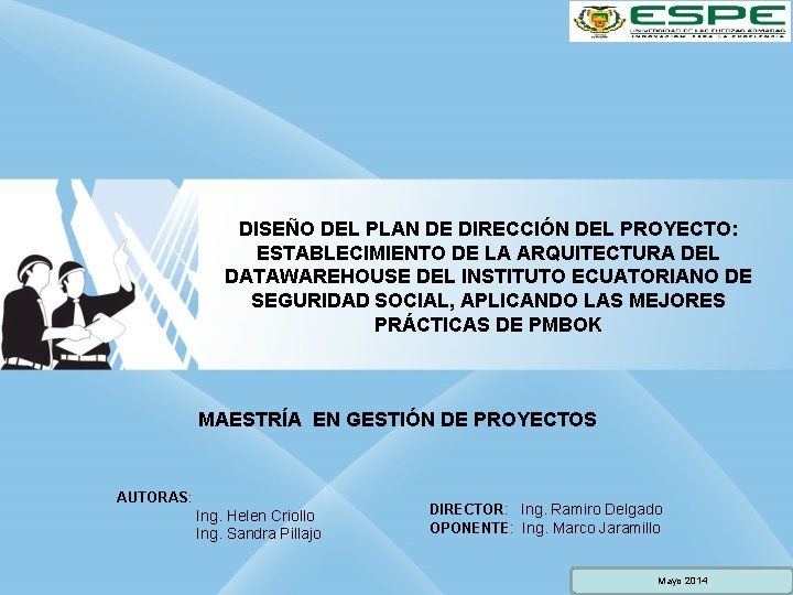 DISEÑO DEL PLAN DE DIRECCIÓN DEL PROYECTO: ESTABLECIMIENTO DE LA ARQUITECTURA DEL DATAWAREHOUSE DEL