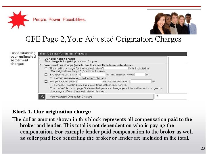 GFE Page 2, Your Adjusted Origination Charges Block 1. Our origination charge The dollar
