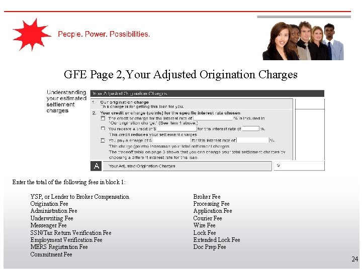 GFE Page 2, Your Adjusted Origination Charges Enter the total of the following fees