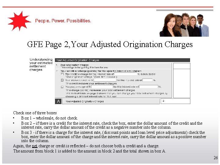 GFE Page 2, Your Adjusted Origination Charges Check one of three boxes • Box