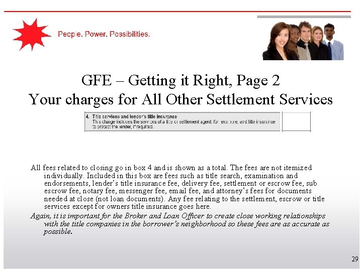 GFE – Getting it Right, Page 2 Your charges for All Other Settlement Services
