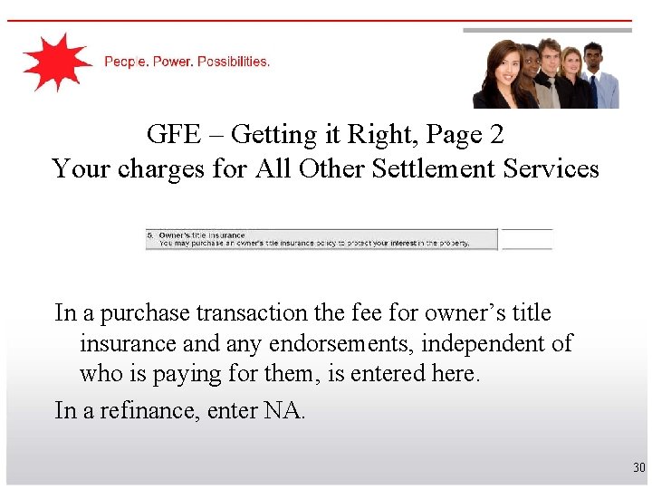 GFE – Getting it Right, Page 2 Your charges for All Other Settlement Services