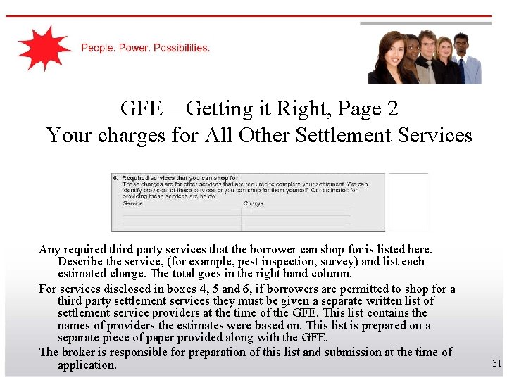 GFE – Getting it Right, Page 2 Your charges for All Other Settlement Services