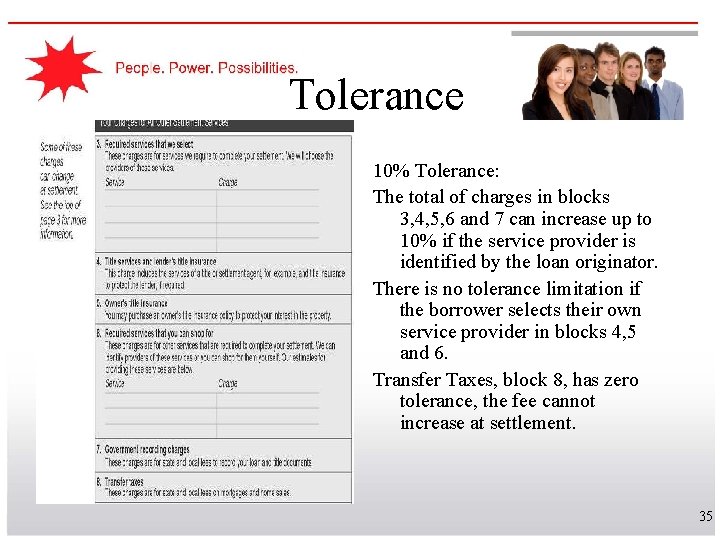 Tolerance 10% Tolerance: The total of charges in blocks 3, 4, 5, 6 and