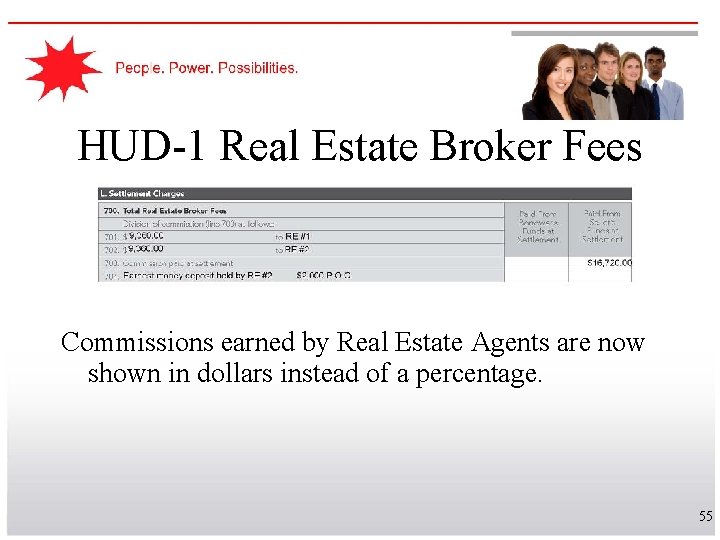 HUD-1 Real Estate Broker Fees Commissions earned by Real Estate Agents are now shown