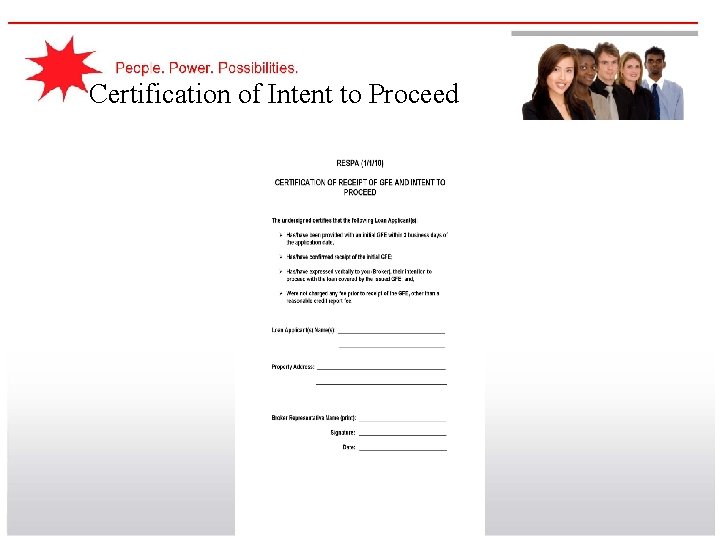 Certification of Intent to Proceed 