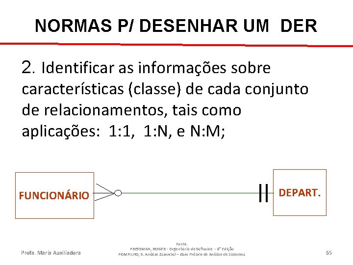 NORMAS P/ DESENHAR UM DER 2. Identificar as informações sobre características (classe) de cada