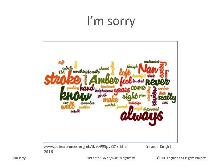 I’m sorry www. patientvoices. org. uk/flv/0999 pv 384 s. htm 2016 I’m sorry Part