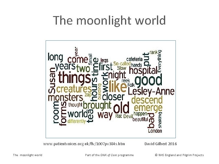 The moonlight world www. patientvoices. org. uk/flv/1007 pv 384 s. htm The moonlight world