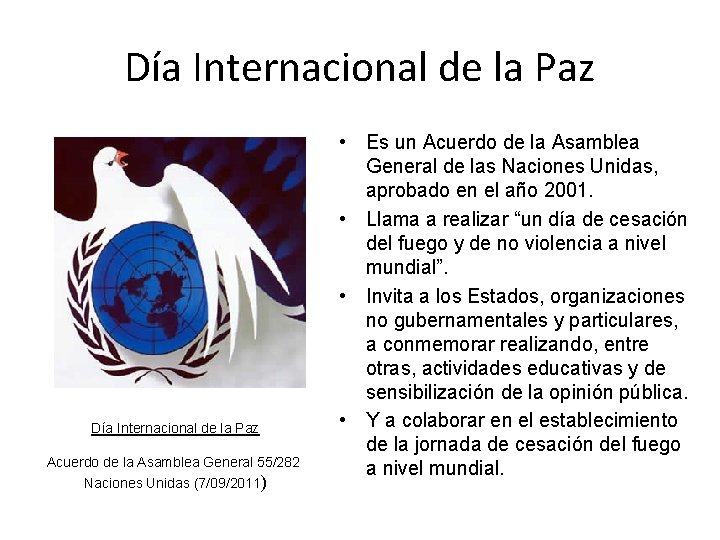 DA INTERNACIONAL DE LA PAZ 21 de Setiembre