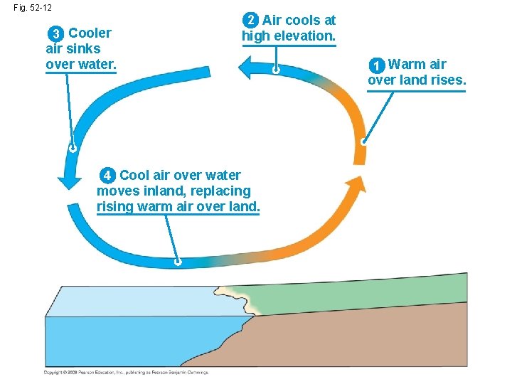 Fig. 52 -12 3 Cooler air sinks over water. 2 Air cools at high