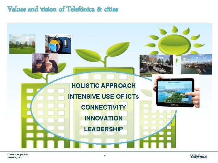 Values and vision of Telefónica & cities HOLISTIC APPROACH INTENSIVE USE OF ICTs CONNECTIVITY