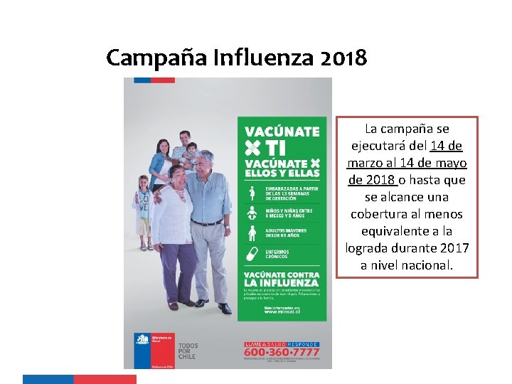 Campaña Influenza 2018 La campaña se ejecutará del 14 de marzo al 14 de