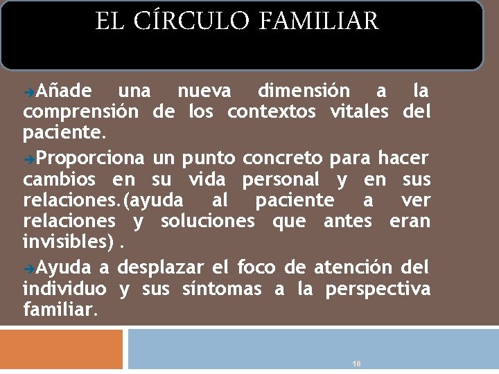 EL CÍRCULO FAMILIAR Añade una nueva dimensión a la comprensión de los contextos vitales