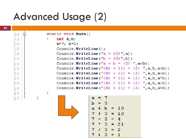 Advanced Usage (2) 20 20 